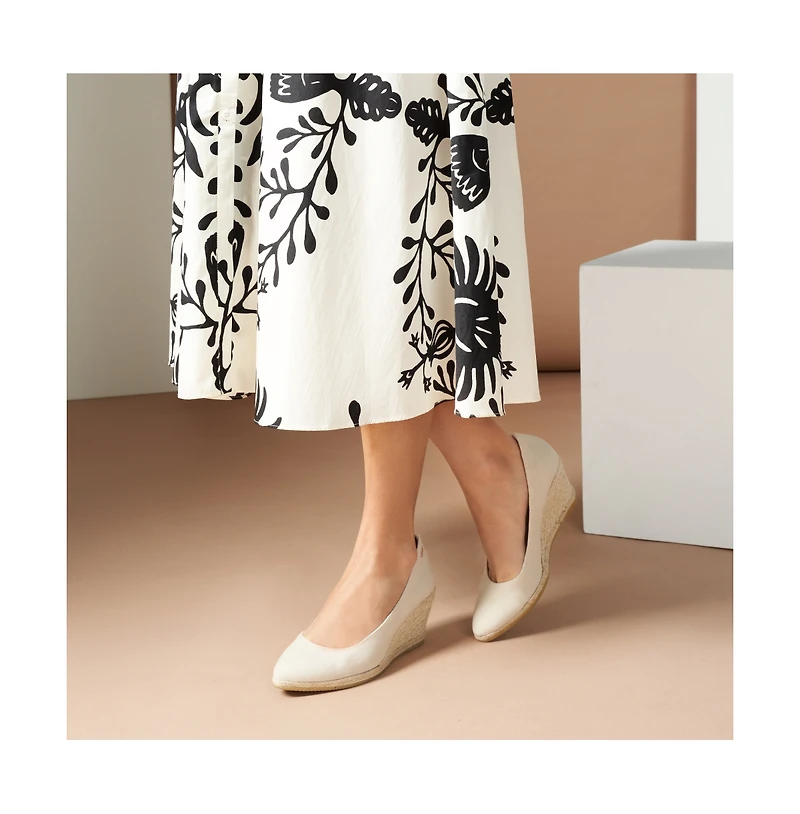 Viscata Roses Canvas U Cut Espadrille Wedges