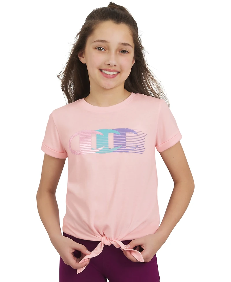 Champion Big Girls Logo Graphic Tie-Front T-Shirt