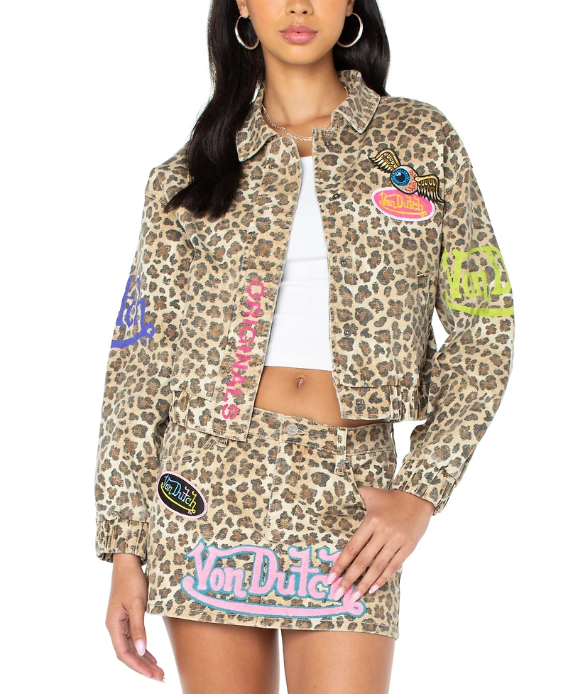 Von Dutch Women's Graphic Patched Leopard Jacket