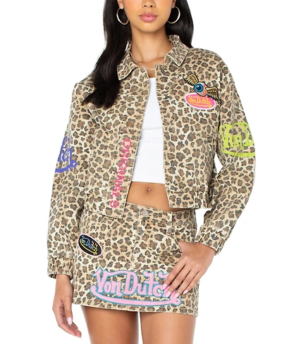 Von Dutch Women's Graphic Patched Leopard Jacket