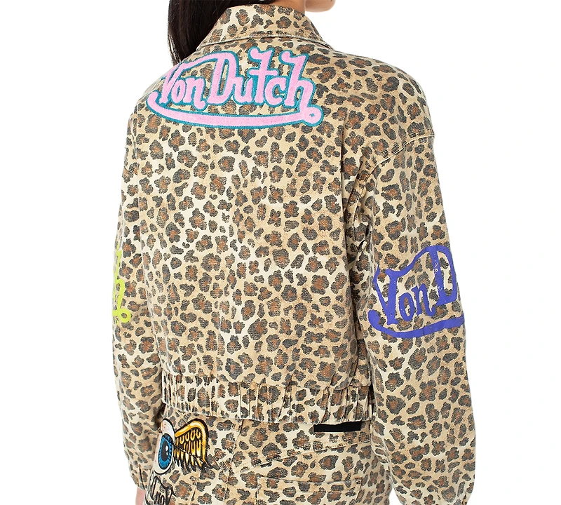 Von Dutch Women's Graphic Patched Leopard Jacket