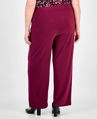 Ak Anne Klein Plus Wide-Leg Pull-On Pants