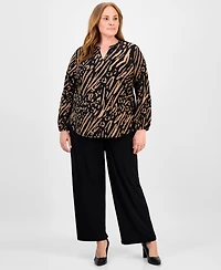 Ak Anne Klein Plus Animal-Print Top