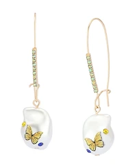 Betsey Johnson Faux Stone Backyard Butterfly Dangle Drop Earrings