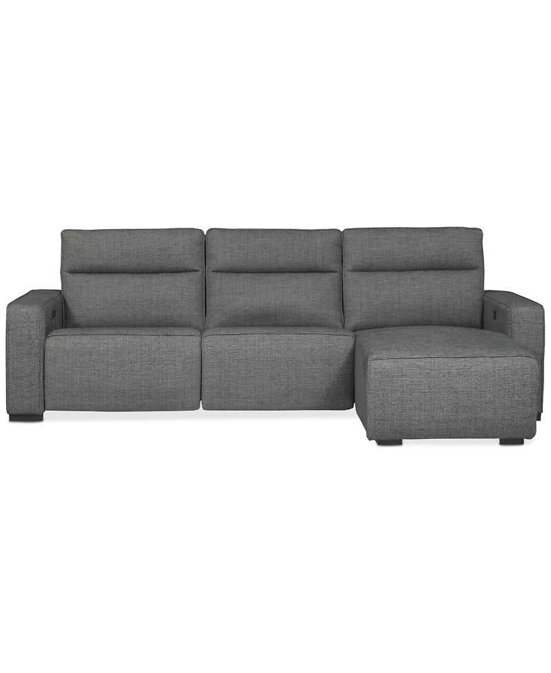 Miren 3-Pc. Fabric Chaise Sectional with 1 Power Headrest Recliner, Exclusively at Macy's