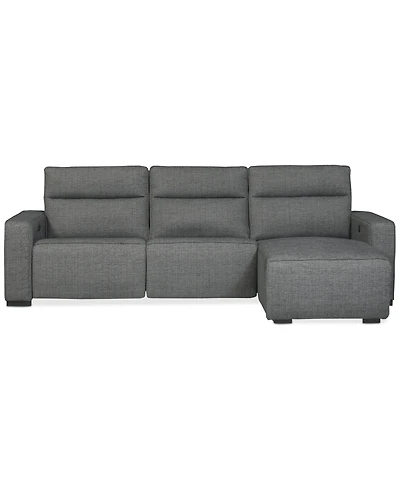 Miren 3-Pc. Fabric Chaise Sectional with 1 Power Headrest Recliner, Exclusively at Macy's