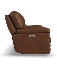 Flexsteel David 85" Pecan Leather Power Reclining Sofa