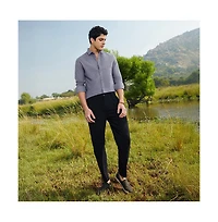 Campus Sutra Men's Aegean Blue Grainy Shirt