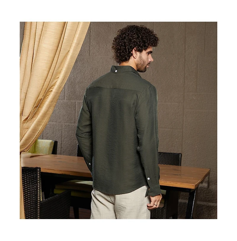 Campus Sutra Men's Olive Green Breezy Wrinked Relaxed Shirt