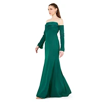 Amri Women's Off-The-Shoulder Pleat Drape Gown