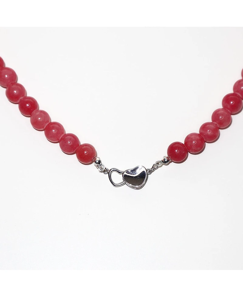 Bearfruit Jewelry Sterling Silver Aeri Sunset Pink Quartz with Heart Clasp Necklace
