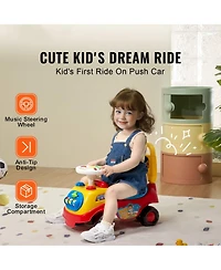 Classic Kids Ride On Car for Toddlers 1-3 with Music Steering Horn and Storage