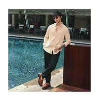 Campus Sutra Men's Ecru Beige Solid Relaxed Shirt