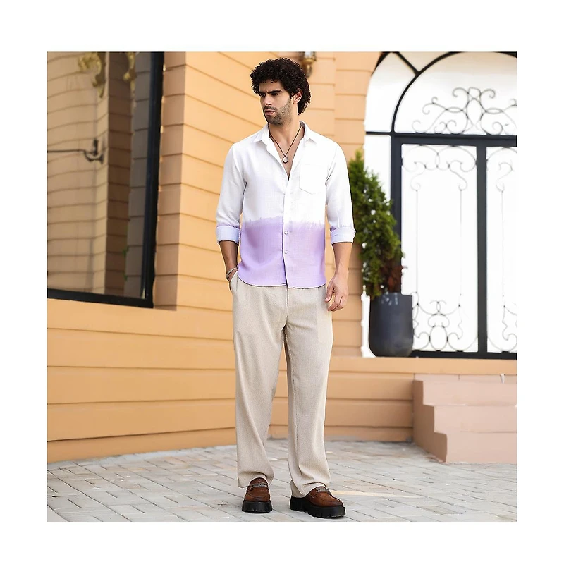 Campus Sutra Men's Lilac Ombre-Plunge Regular Shirt