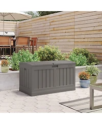 Suncast 50 Gallon Plastic Deck Box with Molded Lockable Feature for Home, Gray