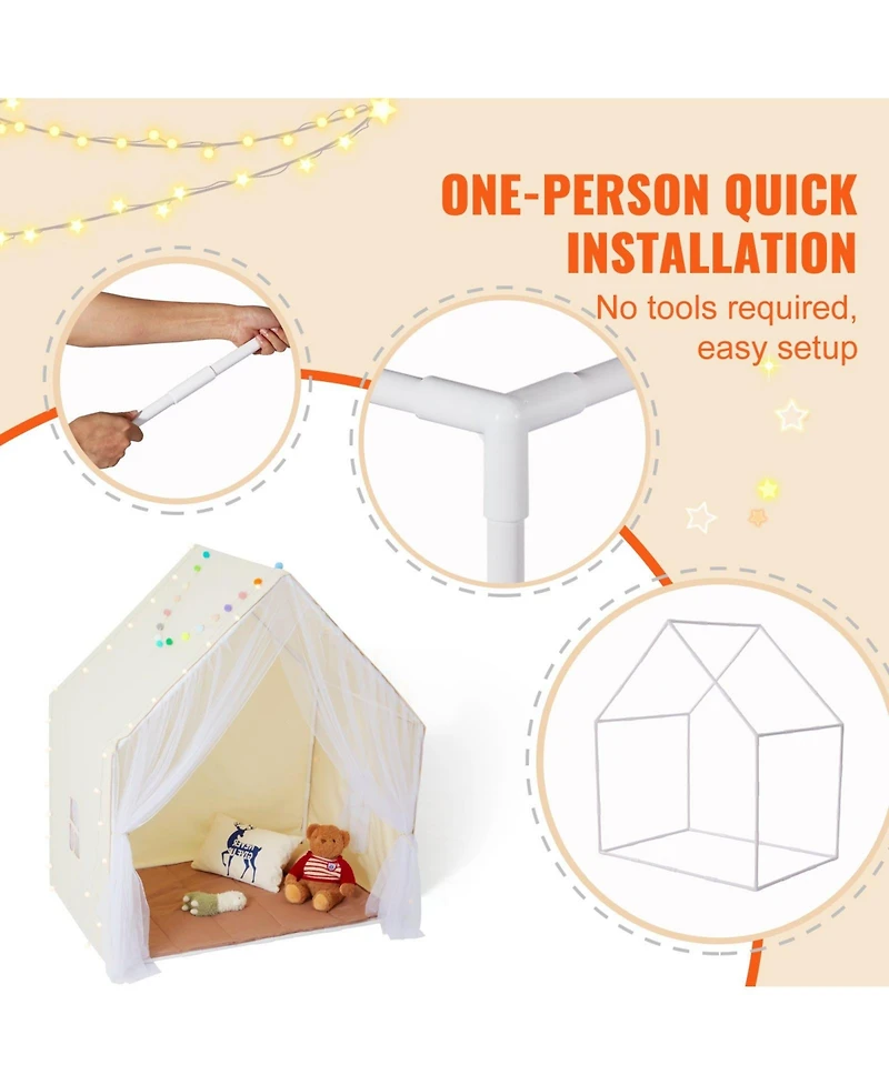 Play Tent Yurt Style with Mat Tent Lamp and Windows for Kids Ages 1 to 5
