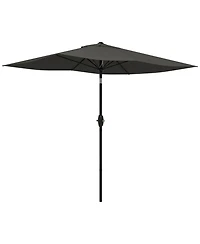 Flynama Outsunny 6.5' x 10' Rectangular Market Umbrella, Patio Outdoor Table Umbrella with Crank and Push Button Tilt