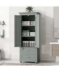 Casainc 62.5"H Tall Storage Cabinet with 2 Drawers for Bathroom or Office Use