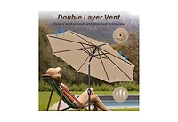 Flynama One 10ft Outdoor Market Patio Umbrella with 8 Sturdy Ribs, Tilt/Crank Push Button for Garden, Deck