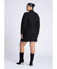 Eloquii Women's Turtleneck Mini Sweater Dress