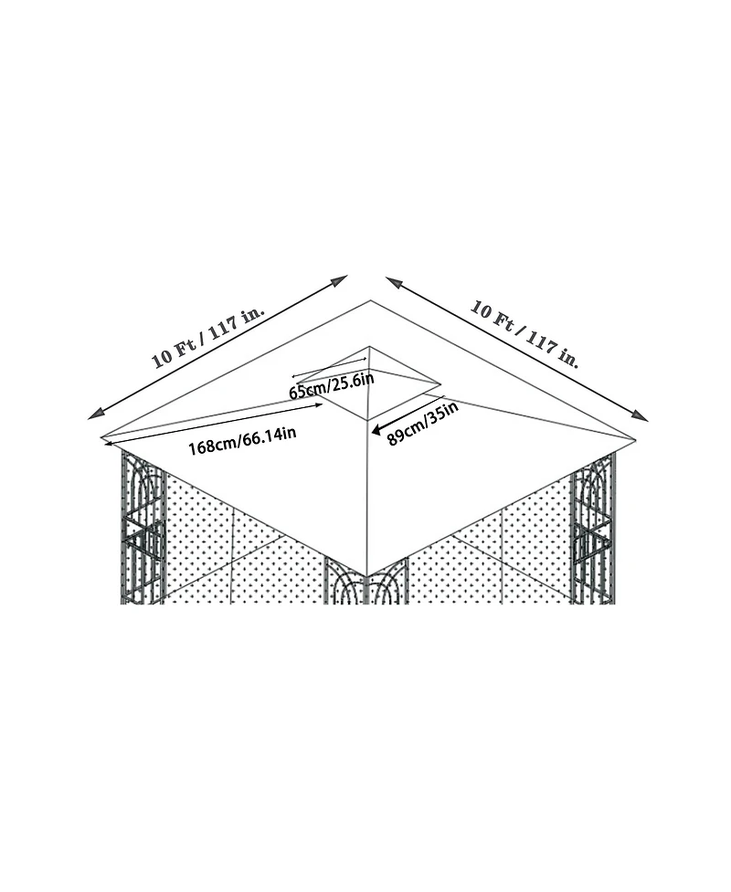 Flynama 10x10 Ft Patio Double Roof Gazebo Replacement Canopy Top Fabric,Brown