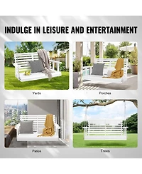 Wooden Porch Swing with Hanging Chains Heavy Duty Outdoor Bench for Patio or Garden