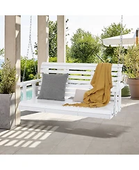 Slickblue Wooden Patio Porch Swing Bench with Hanging Chains Strong Load Capacity for Garden