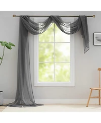 Kate Aurora Hotel Lux 1 Piece Charcoal Gray Sheer Window Scarf Treatment