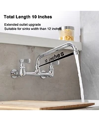 Greenspring 2-Handle Wall Mount Kitchen Faucet With Inch Swivel Spout 8" Center In Polished Chrome