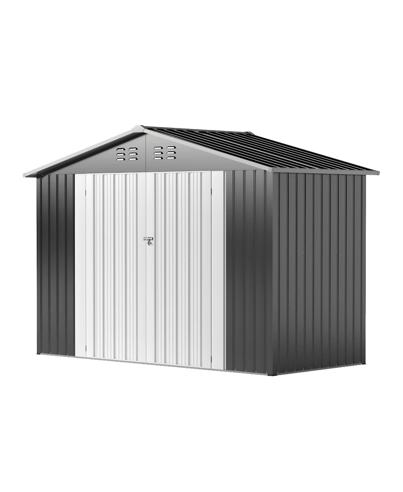 Mondawe 4.1"x9.2" Outdoor Storage Shed, Huge Metal Shed with 2 Double Hinged Doors