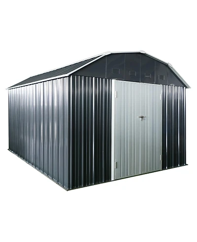 Mondawe 10 ft x 12 ft Steel Outdoor Storage Shed with Arch Roof with Lockable Doors
