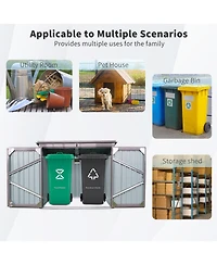 Mondawe 62"x40"x52"Stainless Galvanized Steel Bin Shed Stores 2 Trash Cans for Garbage Storage