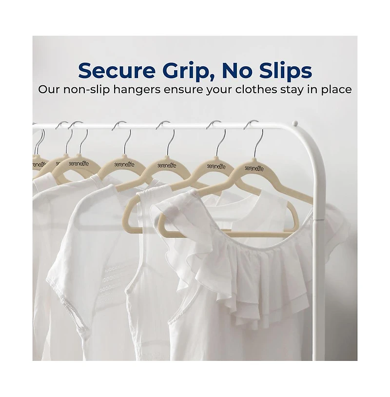 SereneLife 150 Pack Velvet Hangers - Non-Slip with 360° Swivel Hook