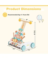 Costway Wooden Baby Walker Ice Cream Cart Toy with Sweet Accessories & Smooth Wheels