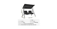 Slickblue Outdoor 2-Seat Patio Swing Chair with Adjustable Canopy Storage Bag and Tray