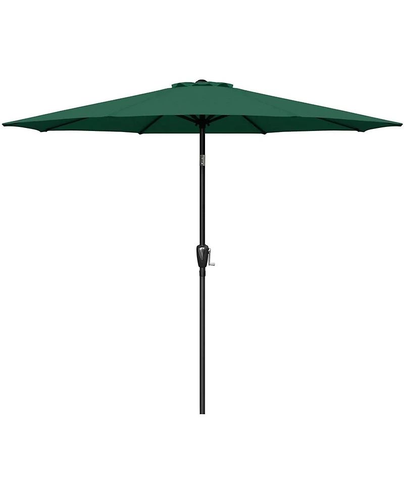 Flynama One Simple Deluxe 9ft Outdoor Market Table Patio Umbrella with Button Tilt, Crank and 8 Sturdy Ribs for Garden, Green