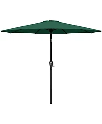 Flynama One Simple Deluxe 9ft Outdoor Market Table Patio Umbrella with Button Tilt, Crank and 8 Sturdy Ribs for Garden, Green