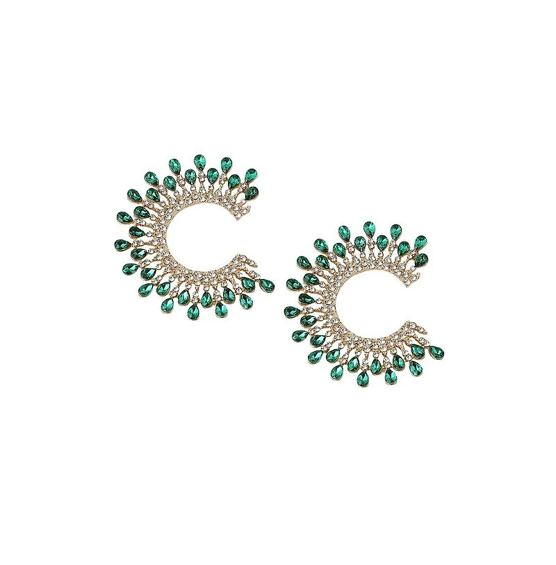 Sohi Women's White Stone Hoop Earrings