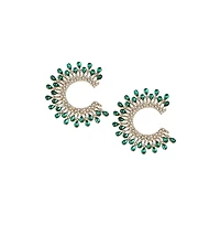 Sohi Women's White Stone Hoop Earrings