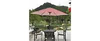 9FT Red Stripes Patio Umbrella with Tilt and Crank System