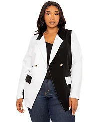 Buxom Couture Plus Contrast Double Breasted Blazer