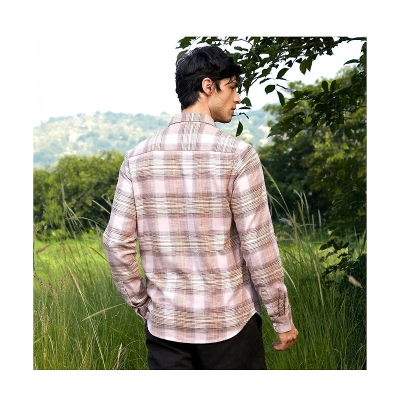 Campus Sutra Men's Venetian Red & Coin Grey Vignette-Checkered Oversized Shirt
