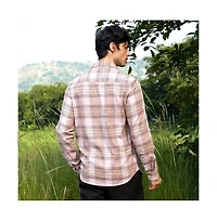 Campus Sutra Men's Venetian Red & Coin Grey Vignette-Checkered Oversized Shirt