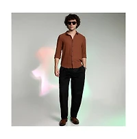 Campus Sutra Men's Sienna Brown Woven-Lined Shirt