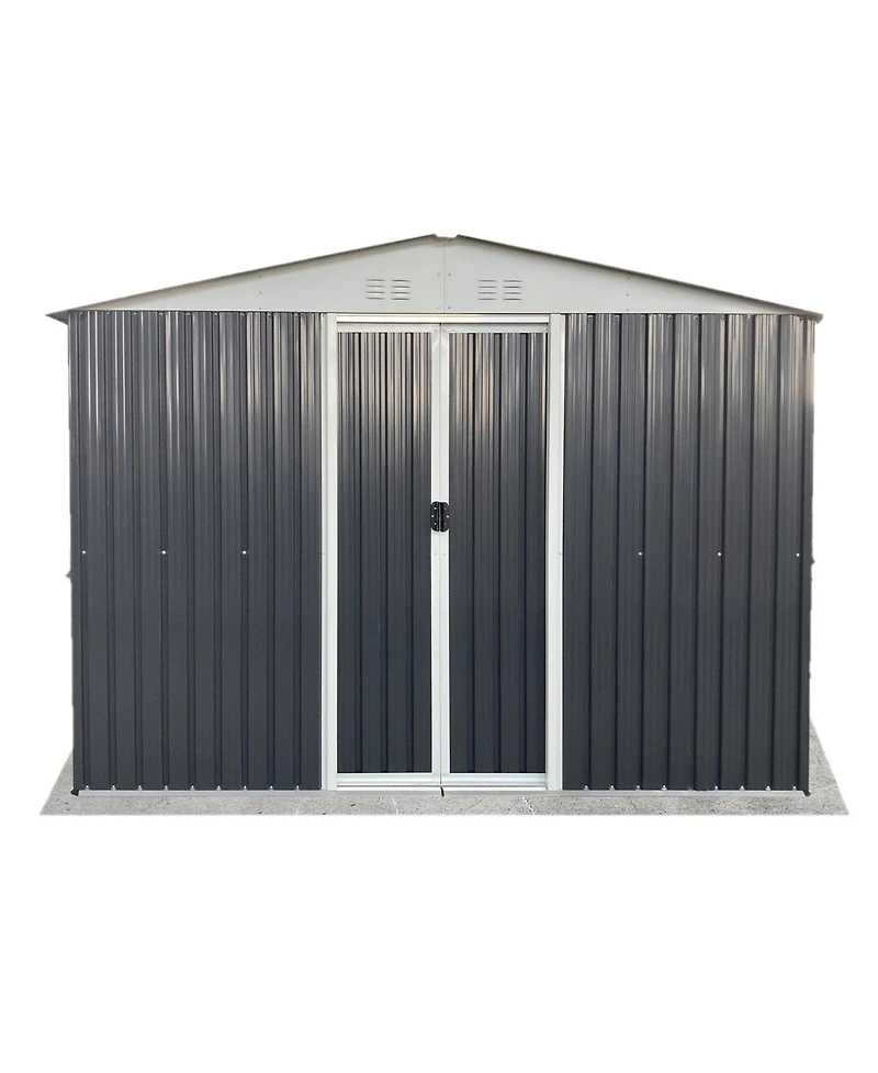 Mondawe 10FTx8FT Metal Anti-Corrosion Utility Tool House with Lockable Door, Windows