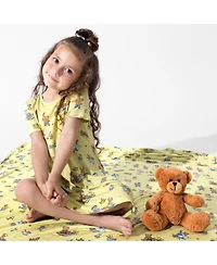Bellabu Bear Girls' Teddy Picnic Short Sleeve Dress
