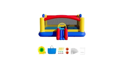 Outdoor Inflatable Bounce House Jumping Bouncer with Slide Blower and Storage Bag