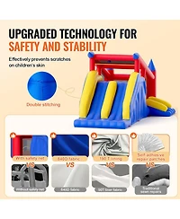 Slickblue Kids Inflatable Bounce House Outdoor Jumping Bouncer with Slide and Storage Bag