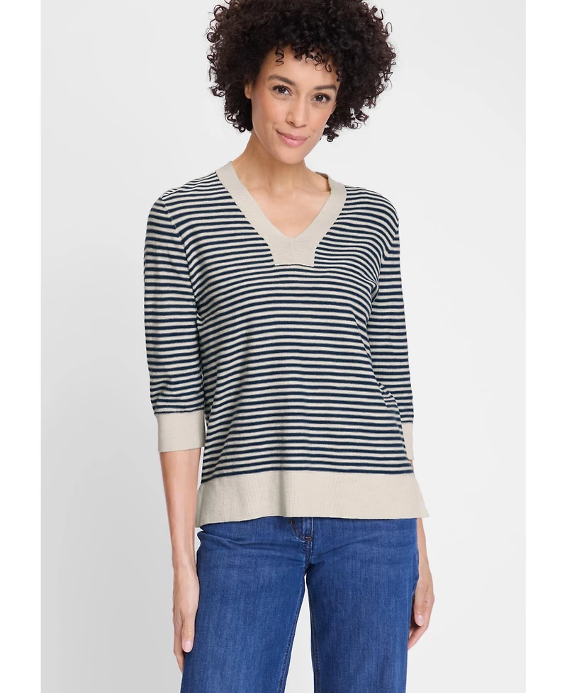 Olsen Women's Britian Striped Cotton Pullover