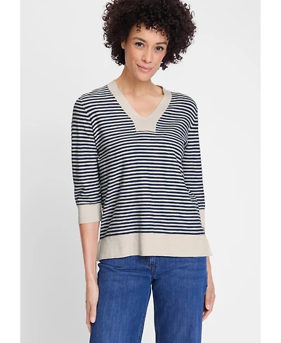 Olsen Women's Britian Striped Cotton Pullover